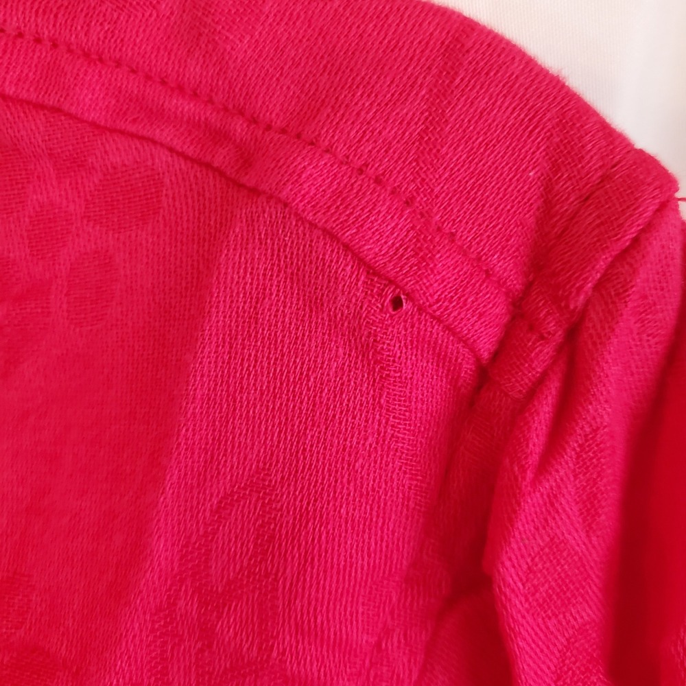 Chico's Red Floral Linen Blend Button Front Long Sleeve Jacket Size 2 - Picture 4 of 9